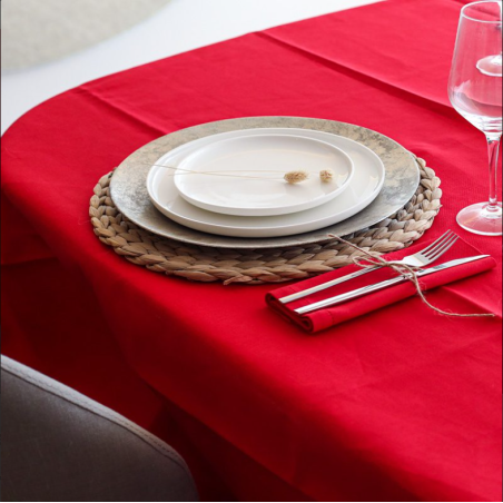 Tejido rojo lino y algodón | 55% lino / 45% algodón – Calidad y estilo natural