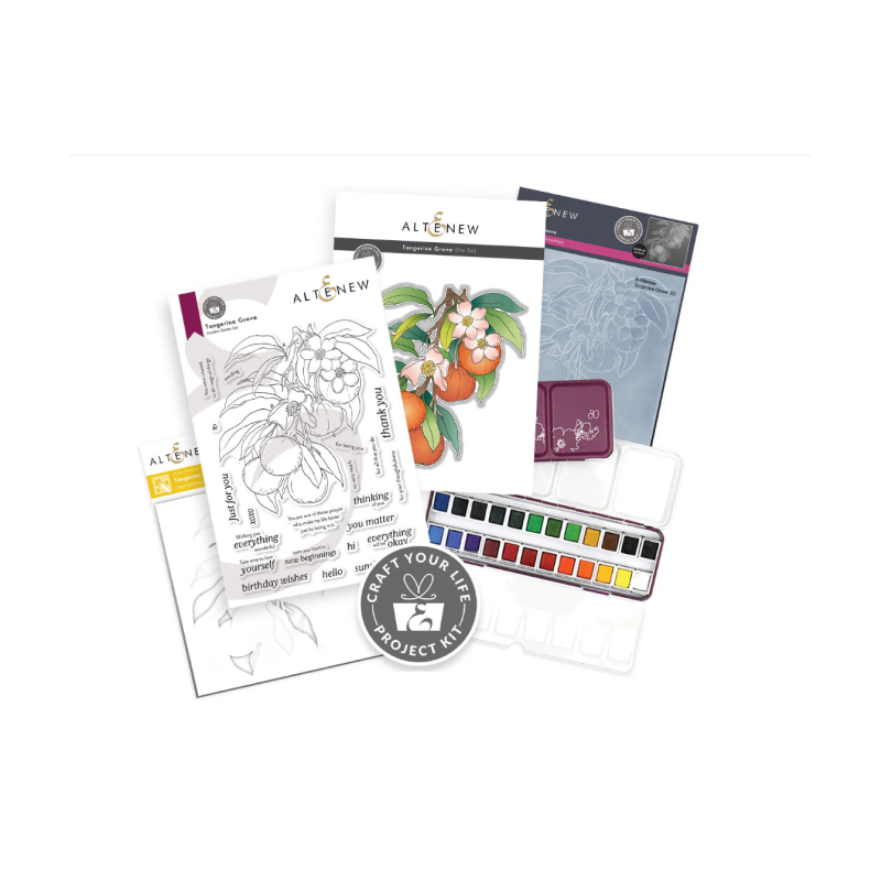 Altenew Tangerine Grove + Acuarelas 24 Pan Set | Bundle artístico de alta calidad