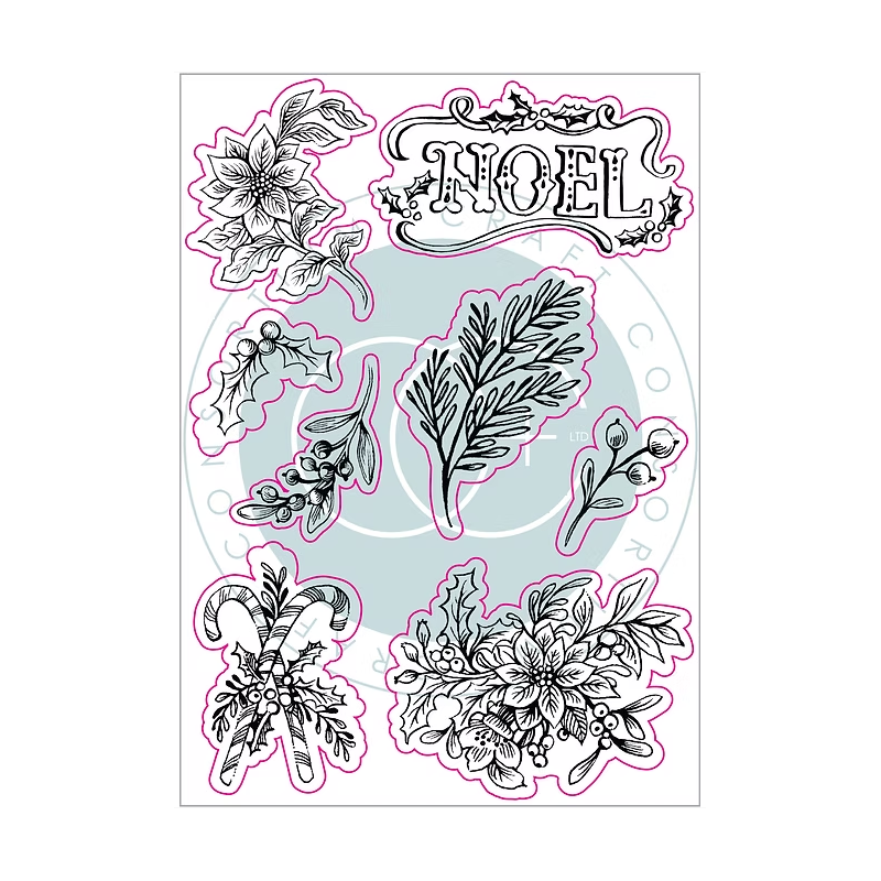 Craft Consortium Sellos de Navidad Flora Kit III | Creatividad festiva para tus proyectos
