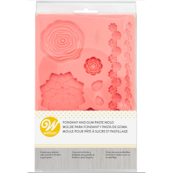 Molde de silicona Wilton flores y hojas | Fondant y pasta de goma – 11 cavidades