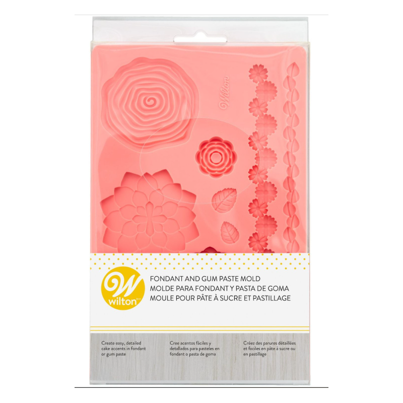 Molde de silicona Wilton flores y hojas | Fondant y pasta de goma – 11 cavidades