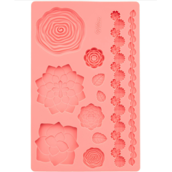 Molde de silicona Wilton flores y hojas | Fondant y pasta de goma – 11 cavidades