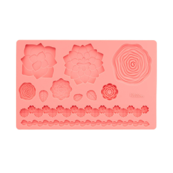 Molde de silicona Wilton flores y hojas | Fondant y pasta de goma – 11 cavidades