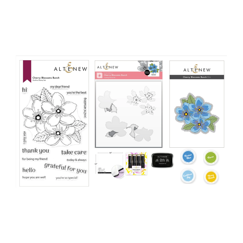 Altenew Flores de Cerezo Stencil Set | Plantillas creativas para scrapbooking y arte