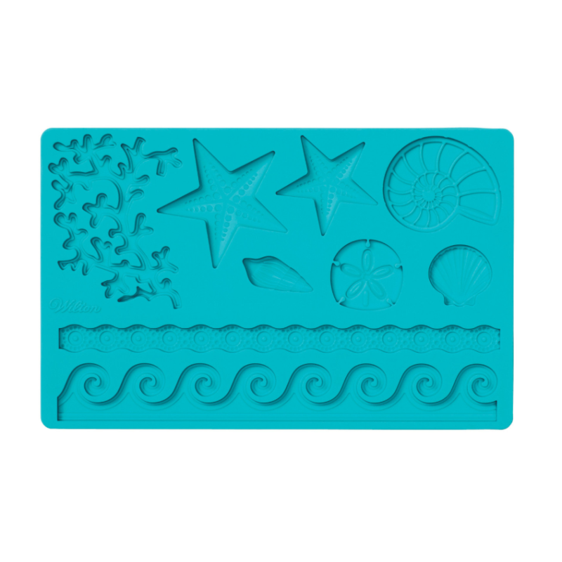 Wilton -Molde de silicona con diseños marinos para fondant y pasta de goma