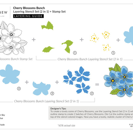 Altenew - Flores de cerezo, Stencil Set