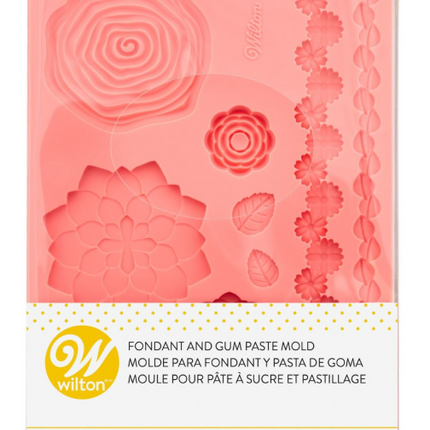 Wilton -Molde de silicona para fondant y pasta de goma con flores y hojas, 11 cavidades