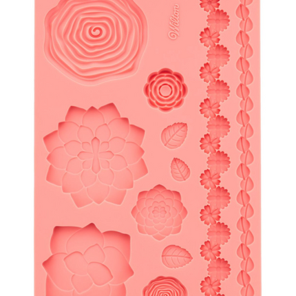 Wilton -Molde de silicona para fondant y pasta de goma con flores y hojas, 11 cavidades