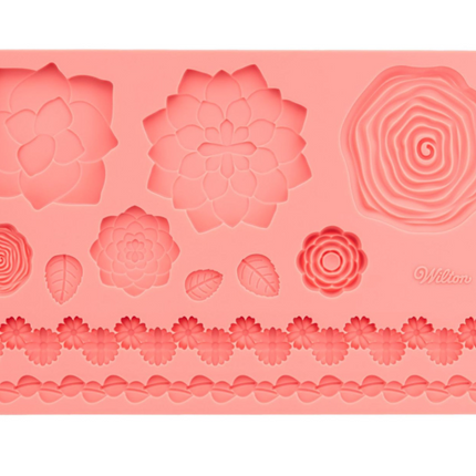 Wilton -Molde de silicona para fondant y pasta de goma con flores y hojas, 11 cavidades