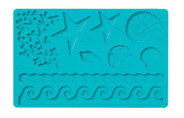 Wilton -Molde de silicona con diseños marinos para fondant y pasta de goma