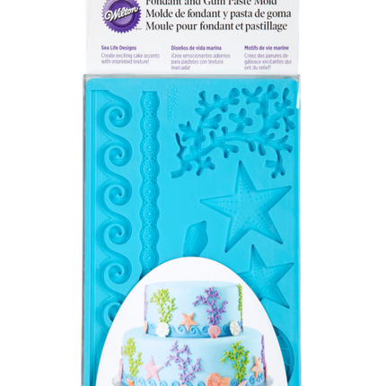 Wilton -Molde de silicona con diseños marinos para fondant y pasta de goma